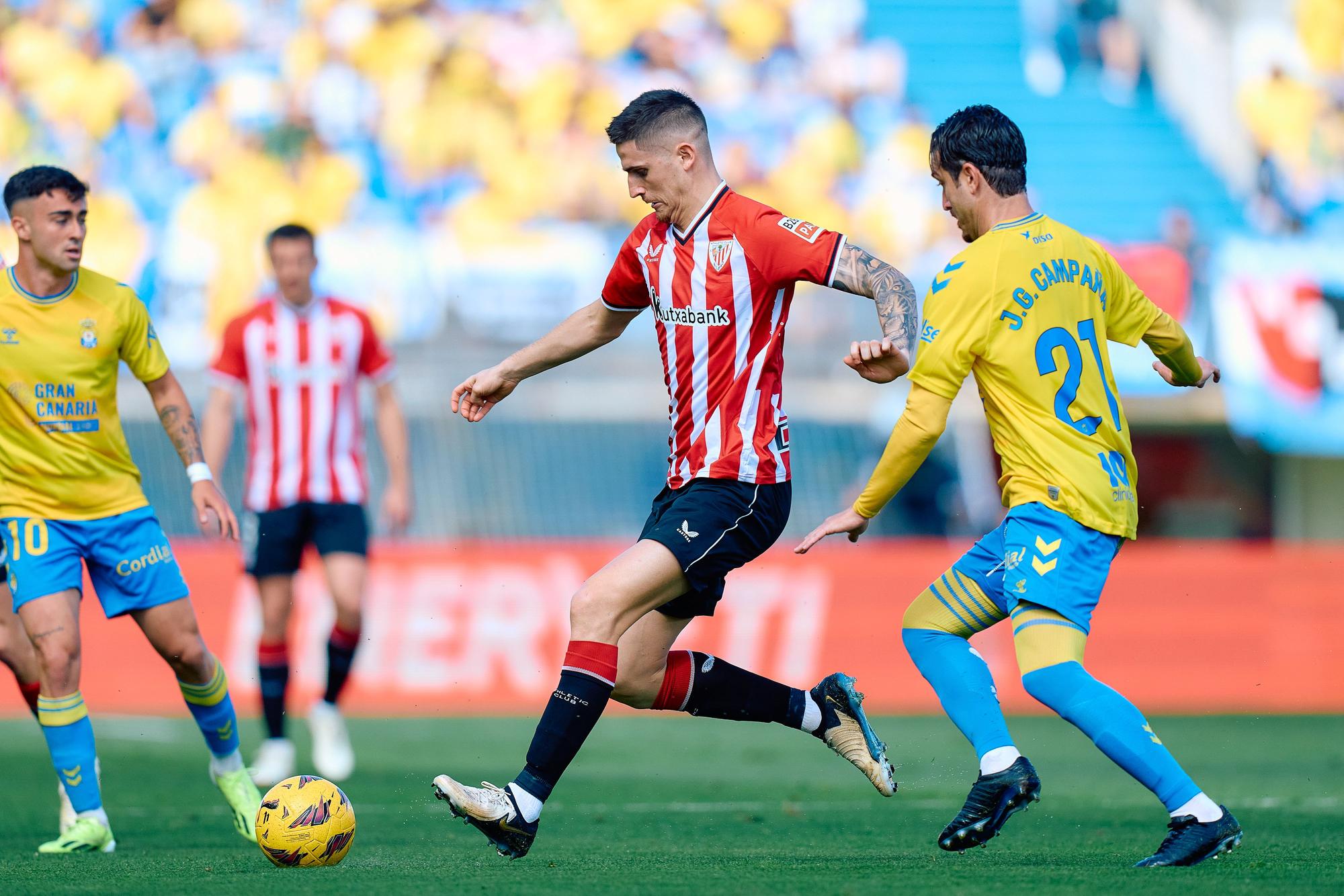 Oihan Sancet of Athletic Club in action during the Spanish league, La Liga EA Sports, football match played between UD Las Palmas and Athletic Club at Estadio Gran Canaria on March 10, 2024, in Las Palmas de Gran Canaria, Spain. AFP7 10/03/2024 ONLY FOR USE IN SPAIN / Gabriel Jimenez / AFP7 / Europa Press;2024;SOCCER;Sport;ZSOCCER;ZSPORT;UD Las Palmas v Athletic Club - La Liga EA Sports;