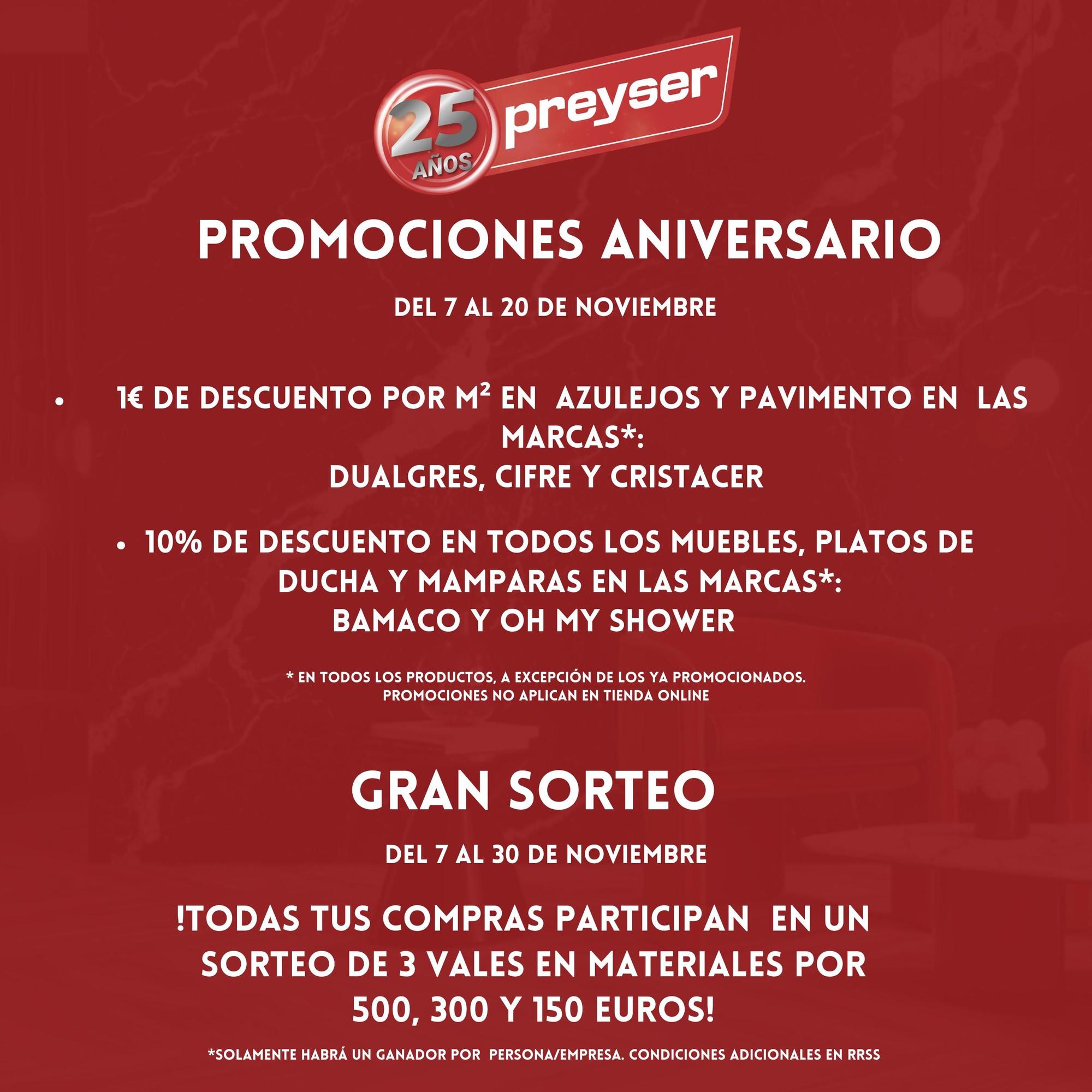 Preyser lanza una promoción especial para sus clientes y un sorteo de tres vales en materiales por 150, 300 y 500 euros.