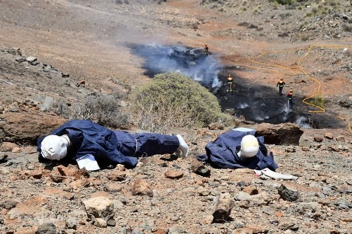 10/04/2019 SAN BARTOLOME DETIRAJANA. Simulacro accidente aéreo del Ejercito del Aire.  Fotógrafa: YAIZA SOCORRO.  | 10/04/2019 | Fotógrafo: Yaiza Socorro