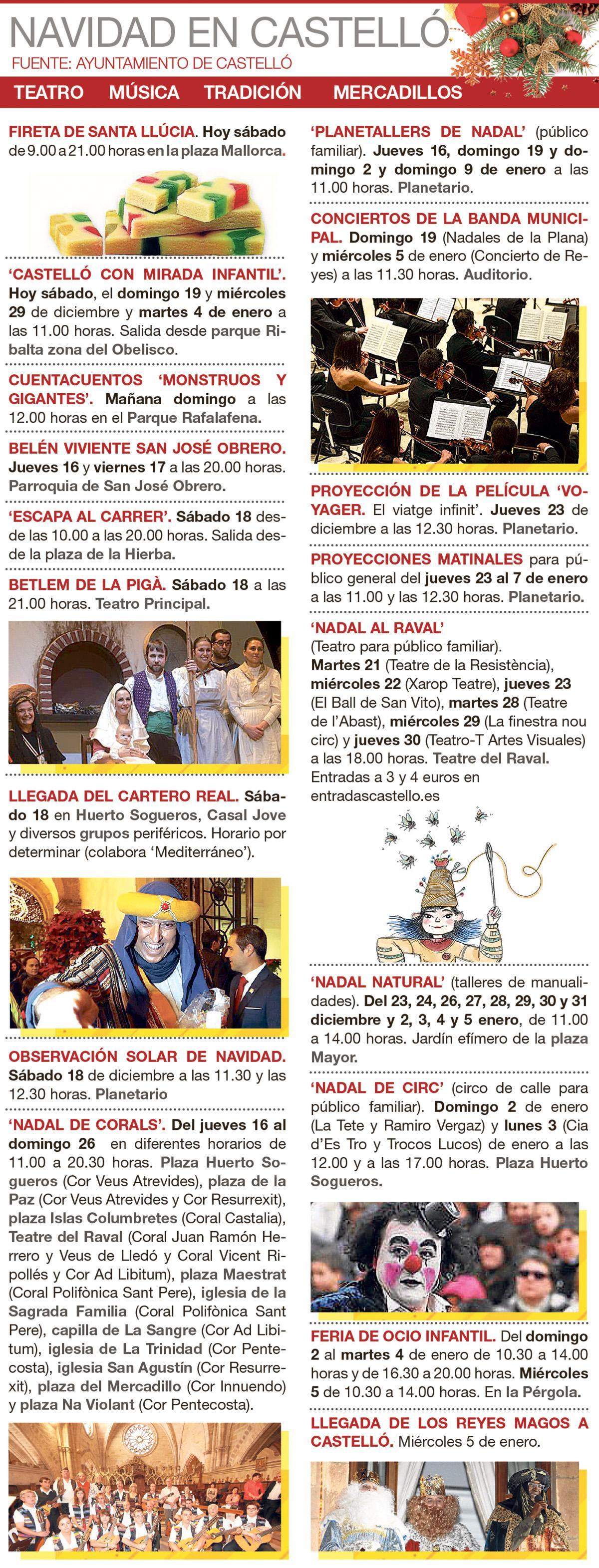 Agenda de actos navideños en la capital de la Plana.