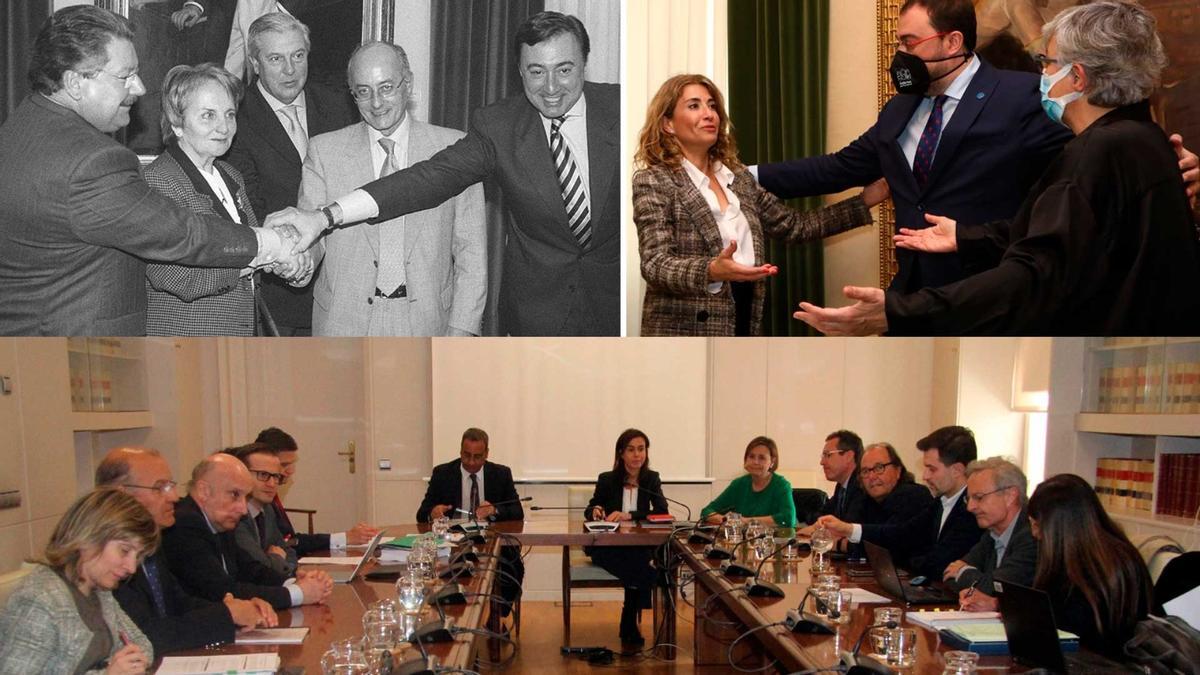 Los convenios del plan de vías desde 2002 hasta 2023 con las alcaldesas Paz Fernández Felgueroso, Carmen Moriyón y Ana González. .