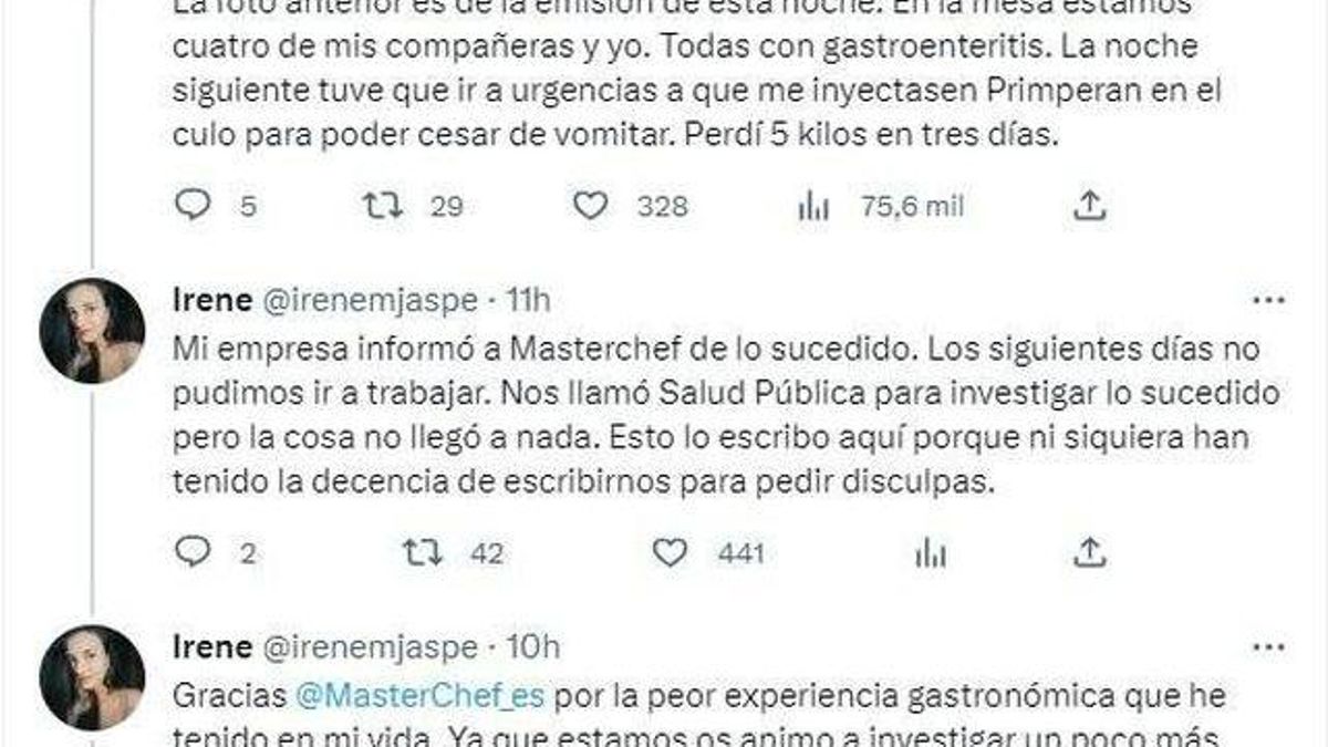 Captura de algunos de los tuits publicados por la usuaria en Twitter