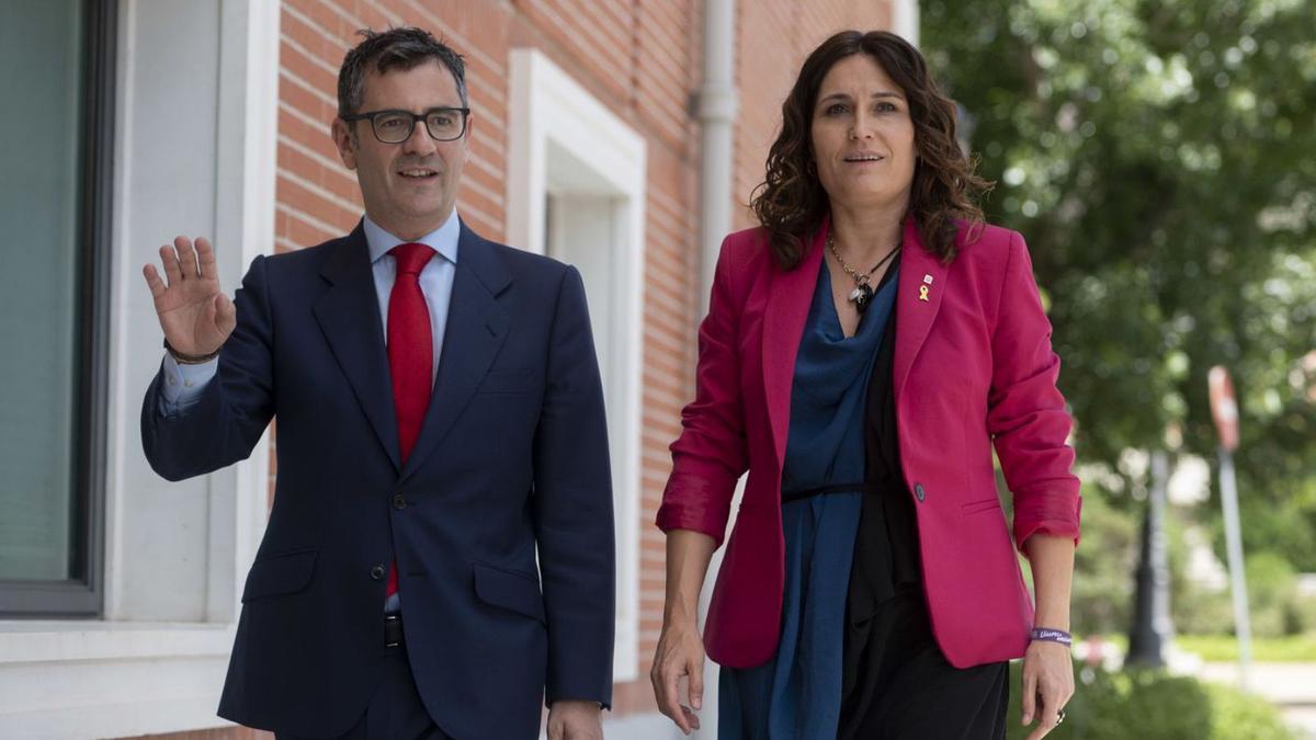 Félix Bolaños i Laura Vilagrà a la seu del Ministeri de Presidència | ALBERTO ORTEGA/EP