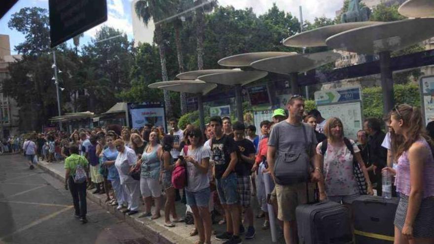 Mallorca ist voll, so viel steht fest. Auch an der Bushaltestelle an der Plaça d&#039;Espanya.