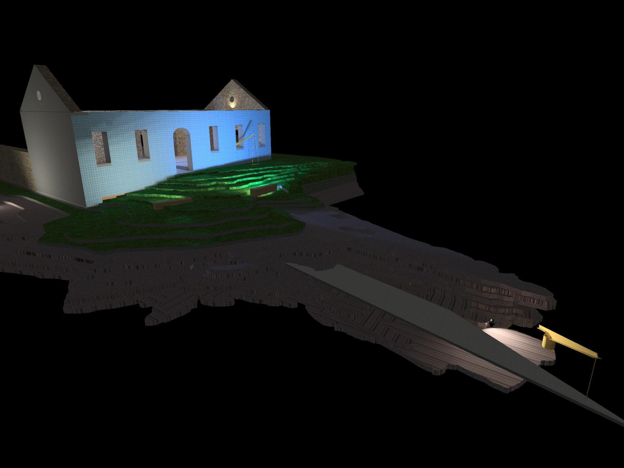 Recreación virtual da iluminación do miradoiro de Punta do Castro.