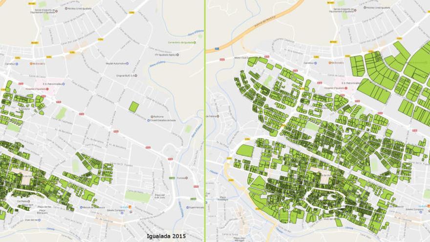 Mapa de la cobertura de fibra òptica amb Iguana a Igualada