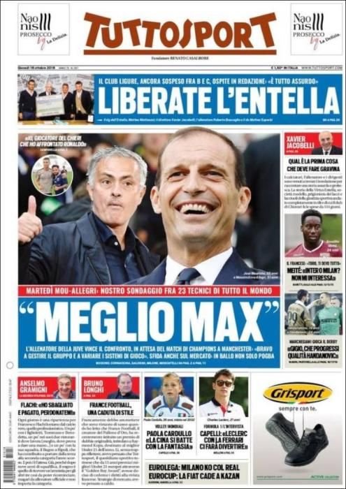 Portada TUTTOSPORT jueves 18 de octubre de 2018