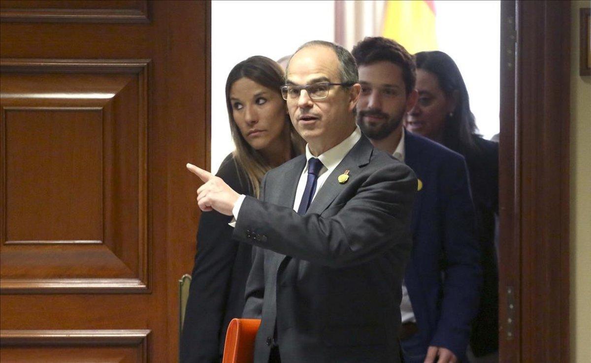 Jordi Turull sale de presentar sus credenciales como diputado en el Congreso, este lunes. 