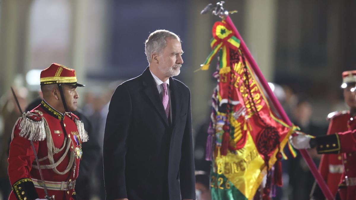 Felipe VI, el miércoles por la noche, hora boliviana, llega a La Paz.