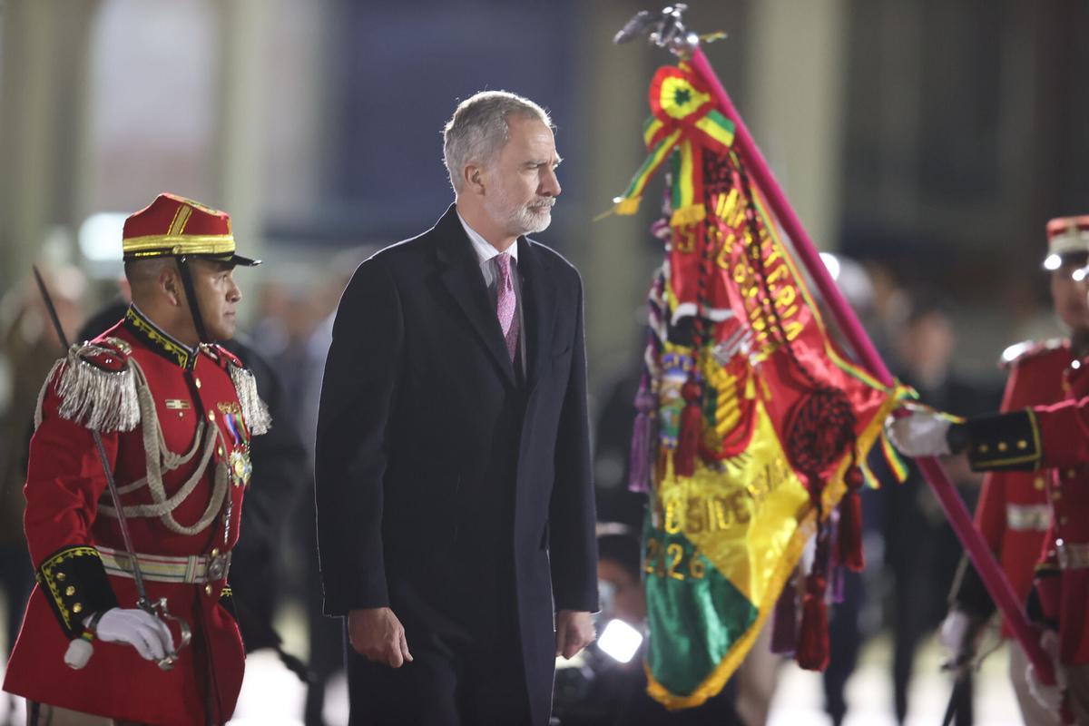 Felipe VI, el miércoles por la noche, hora boliviana, llega a La Paz.