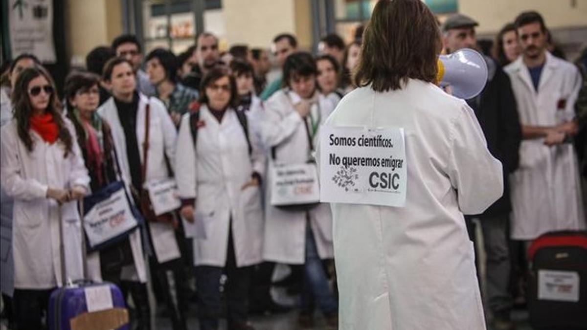 Protesta de científicos en Valencia.