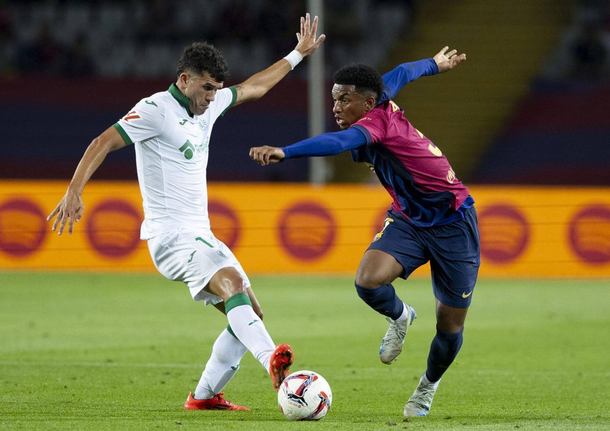 Carles Aleñá, la temporada pasada en Montjuïc con el Getafe