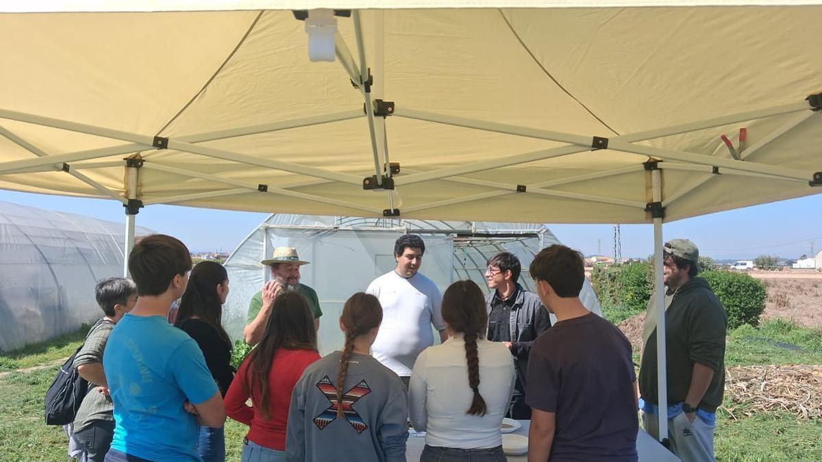 Els estudiants del IES Enric Valor visiten l'hort Bona Gent en Alboraia per aprendre sobre el món de l'ecologisme i el mediambient.