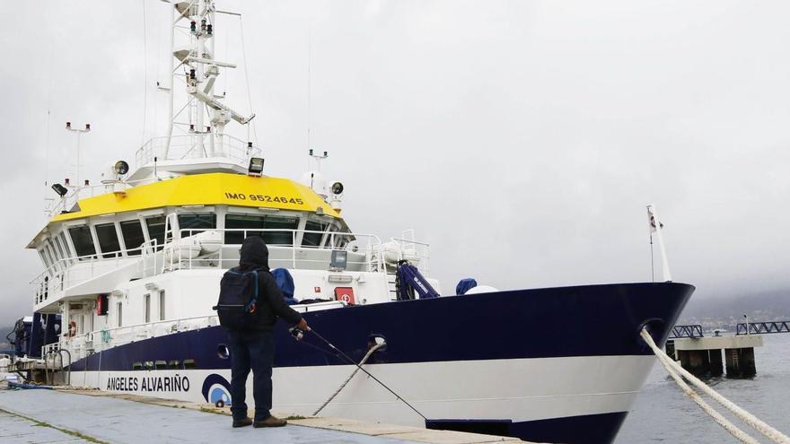 Oceanográfico “Ángeles Alvariño”, amarrado en el puerto de Vigo.