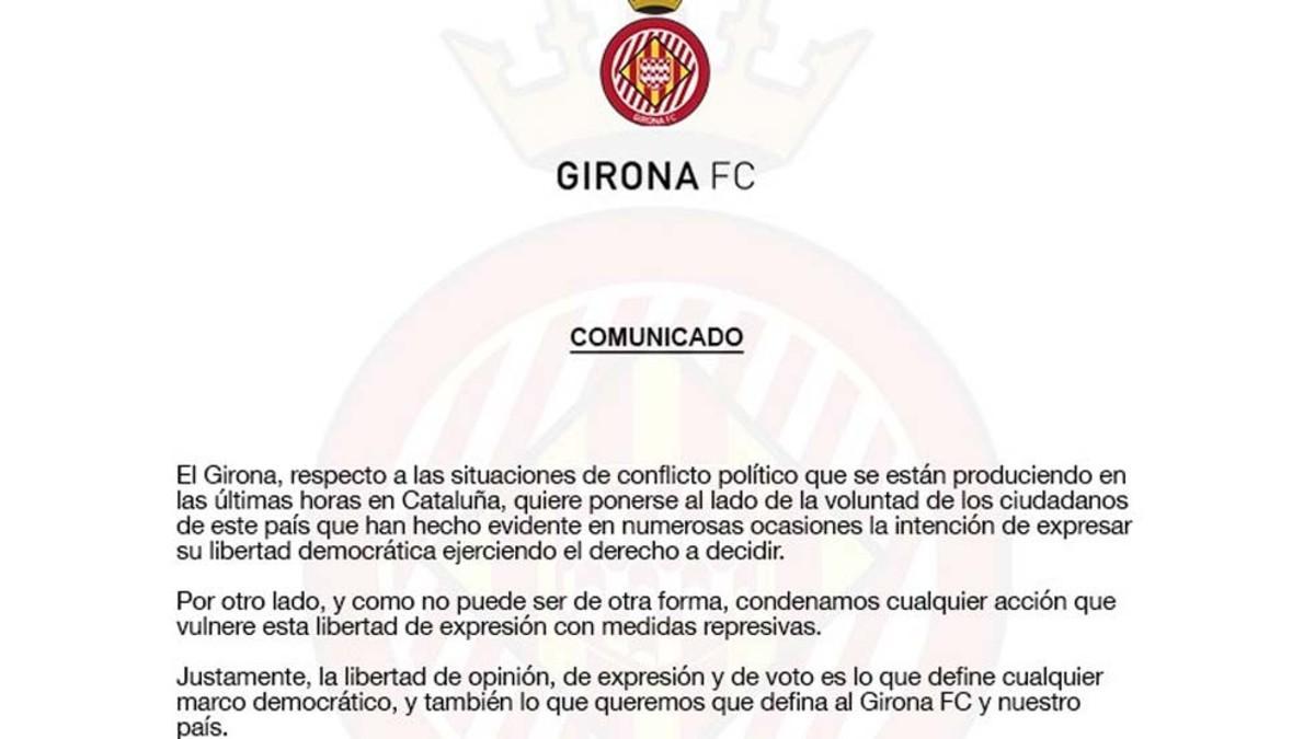 Este es el comunicado del Girona