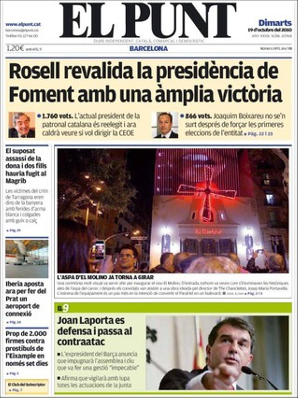 ’El Punt’ destaca a dins que l’Ajuntament de Barcelona es bolca contra el fenomen ’ni-ni’, que creixen les queixes veïnals per prostíbuls a la capital catalana, que els duaners francesos protesten per la demolició de les cabines del Pertús, i que la gossera del Baix Ebre funciona en clandestinitat.