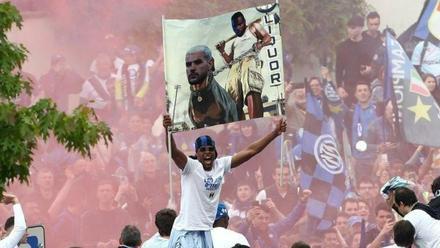 La pancarta de la polémica en la celebración del Inter