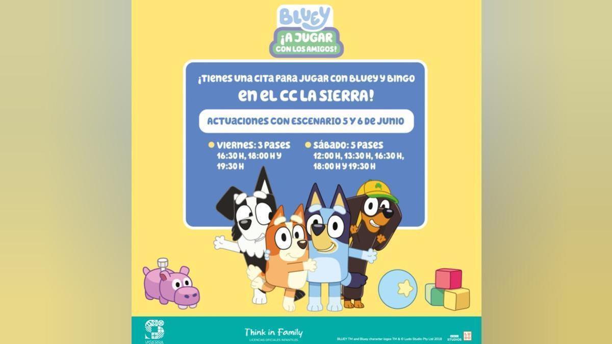 El centro comercial La Sierra llevará a Bluey y Bingo a Córdoba con un espectáculo en directo los días 5 y 6 de junio.
