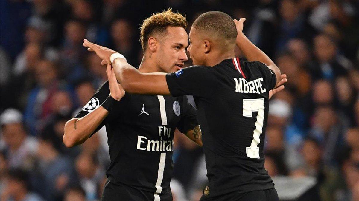El PSG en en partido de Champions frente al Nápoles