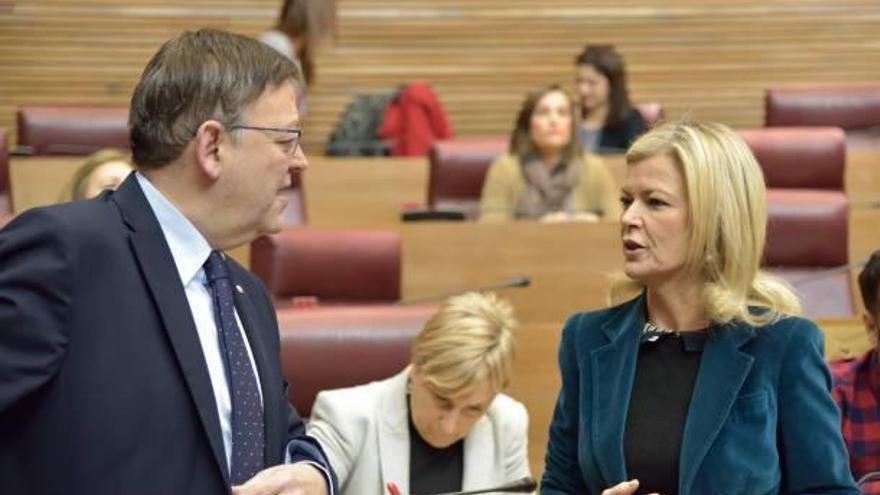 El jefe del Consell, Ximo Puig, ayer junto a la consellera de Justicia, Gabriela Bravo.