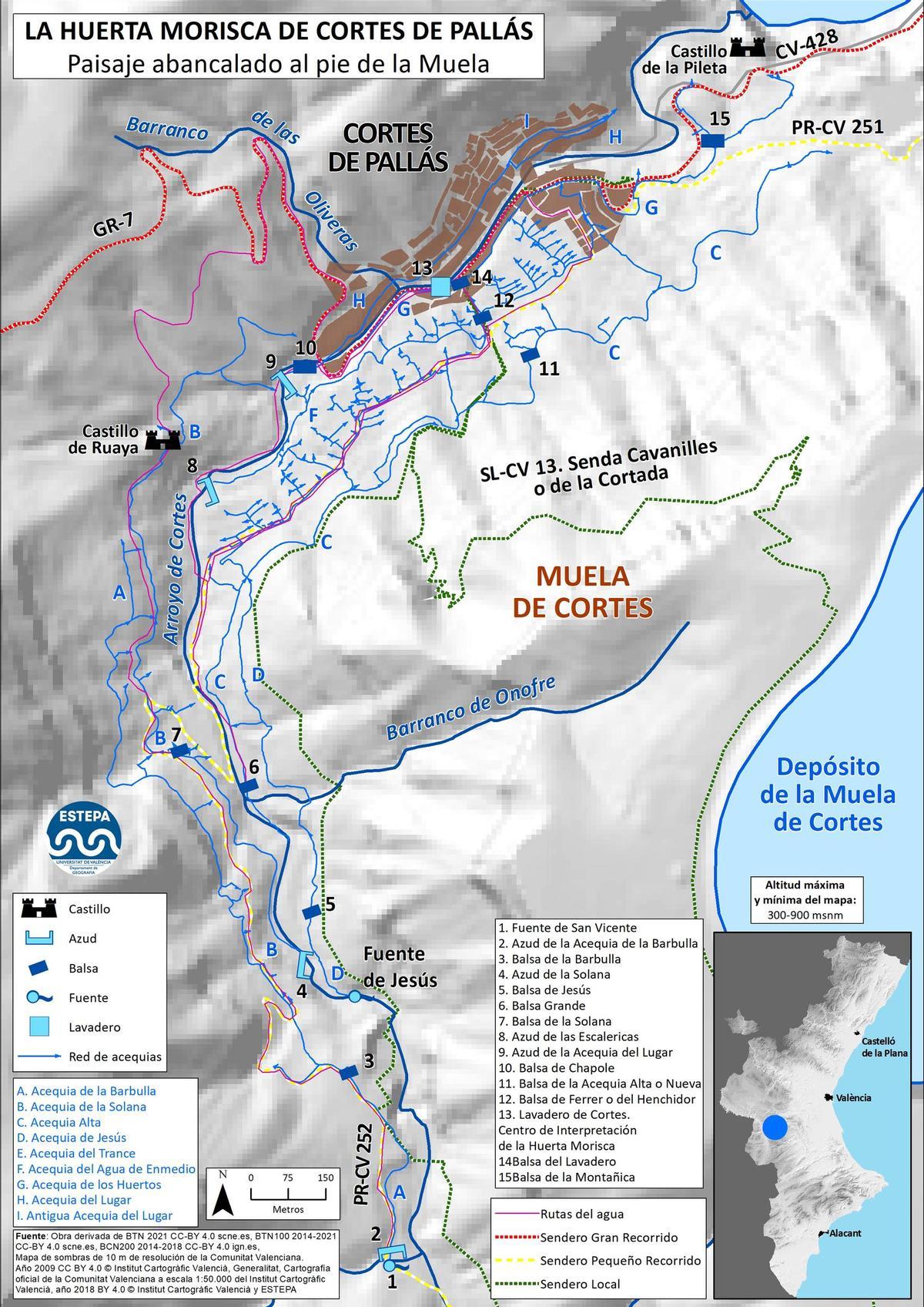 Mapa del entorno de Cortes de Pallás.
