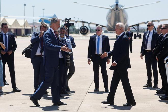 U.S. President Joe Biden arrives ahead of a NATO summit in Madrid