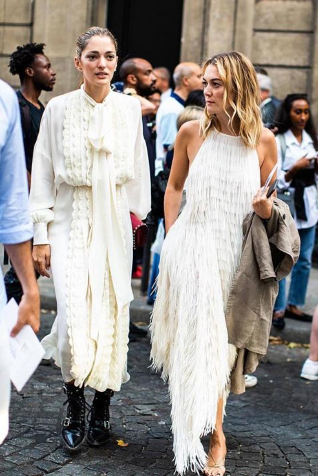 tweed vestido flecos blanco zara