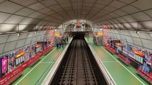 La estación de metro de Moyúa recrea San Mamés como apoyo al Athletic