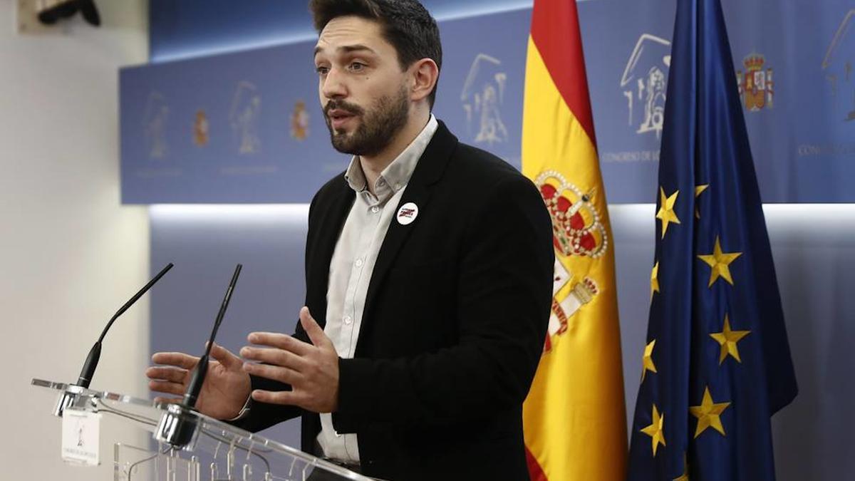 El diputat del PDeCAT al Congrés, Sergi Miquel, en una roda de premsa