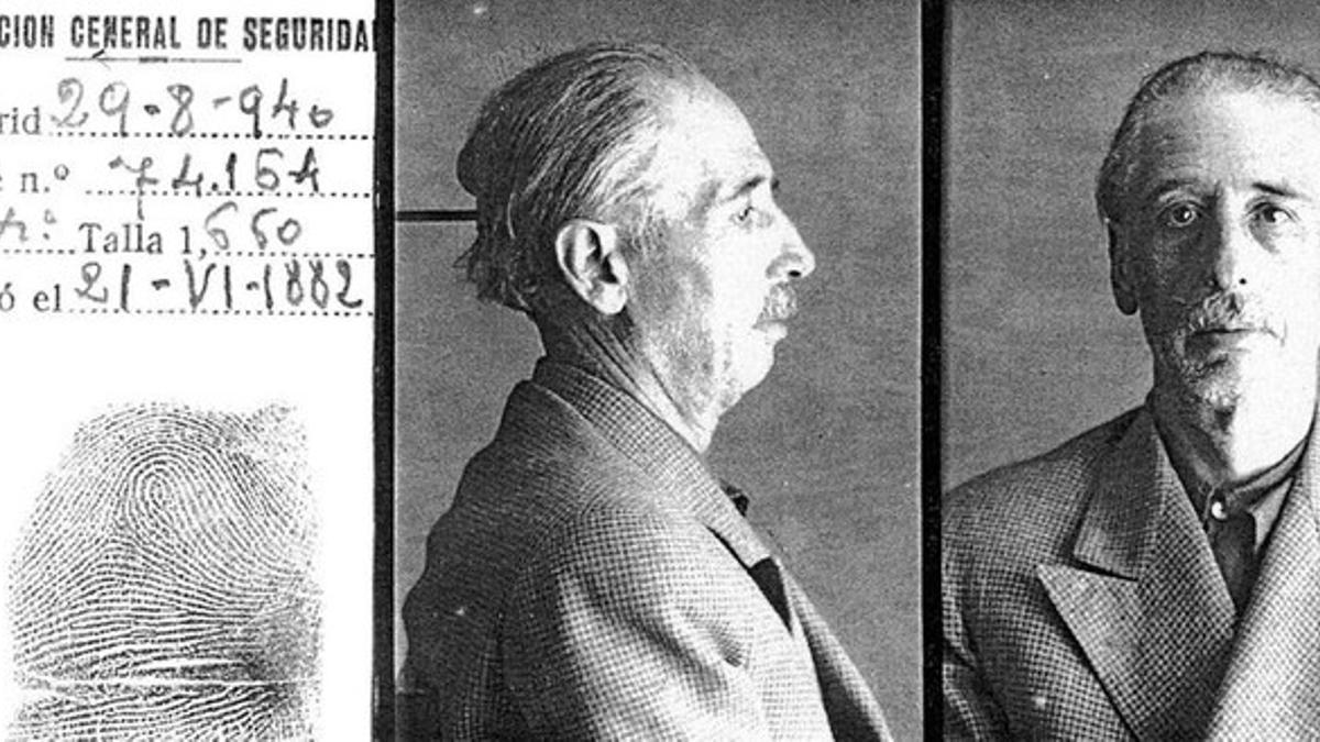 Ficha policial del 'president' Lluís Companys.