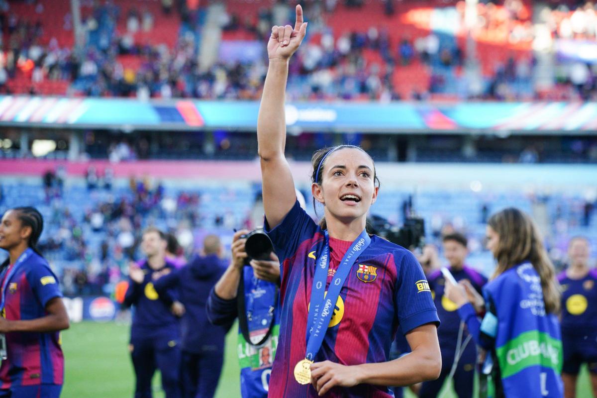 Aitana Bonmatí celebra la cuarta Champions del Barça en Oslo.