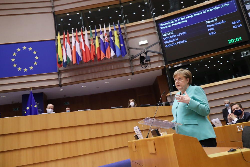 Ángela Merkel en el Parlamento Europeo