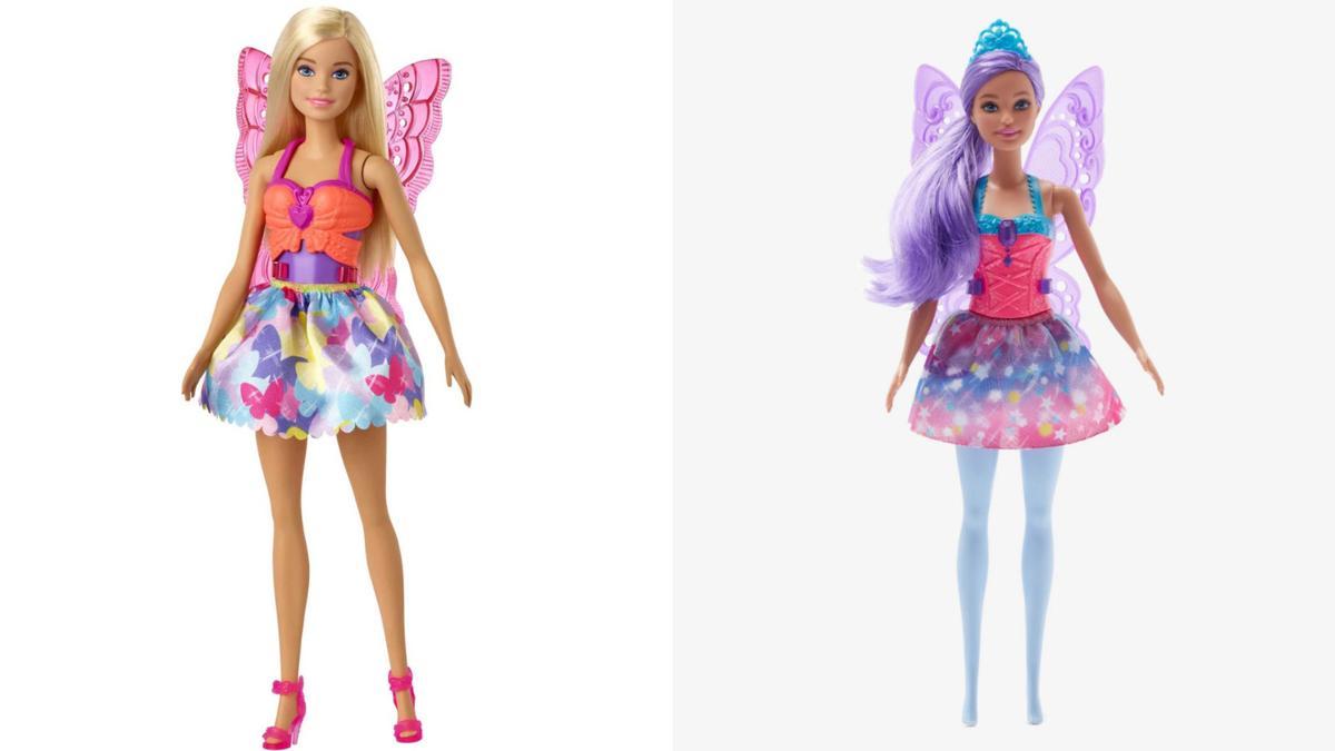 La Barbie Dreamtopia original, de Mattel (a la izquierda), cuyo precio ronda los 30 euros y la Barbie Dreamtopia de Pepco, que solo vale 7 euros.