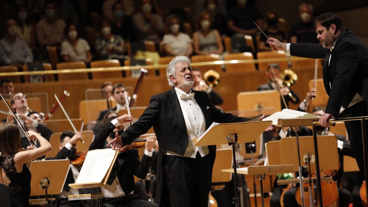 Plácido Domingo, este miércoles en el Auditorio Nacional de Madrid.