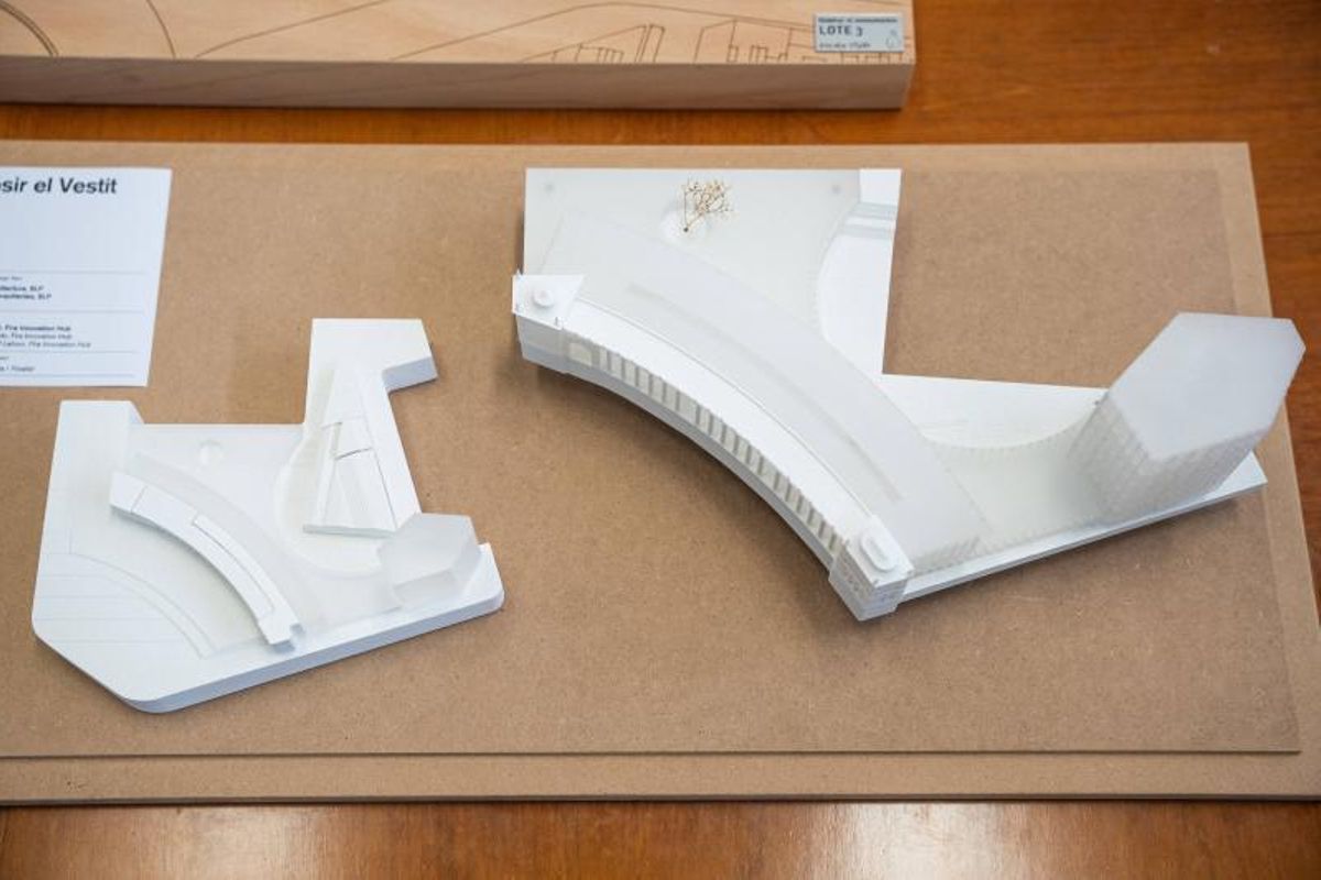 Propuesta finalista del Lote 3, Palau del Vestit, obra de Ravetllat arquitectura, SLP, Feu i Godoy arquitectes, SLP y Esteyco SA, titulada Cosir el Vestit.
