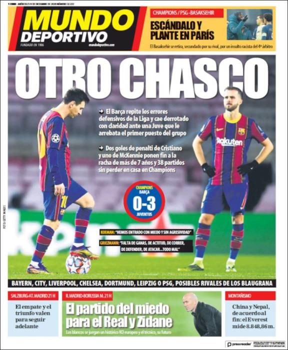 Portada MUNDO DEPORTIVO miércoles 9 diciembre 2020