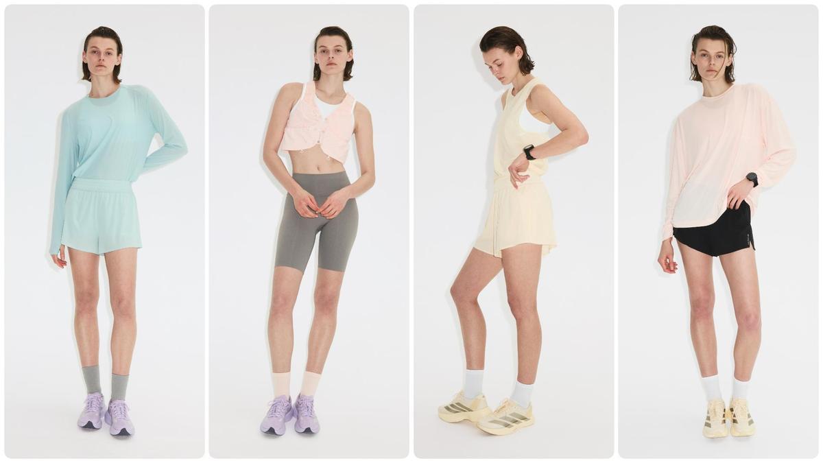 Varios conjuntos femeninos de la nueva colección H&amp;M Move, presentada en Barcelona.