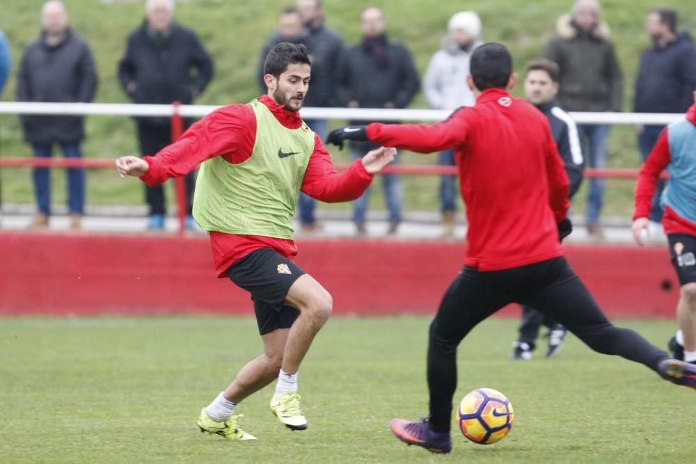 Rubi dirige su primer entrenamiento como técnico del Sporting