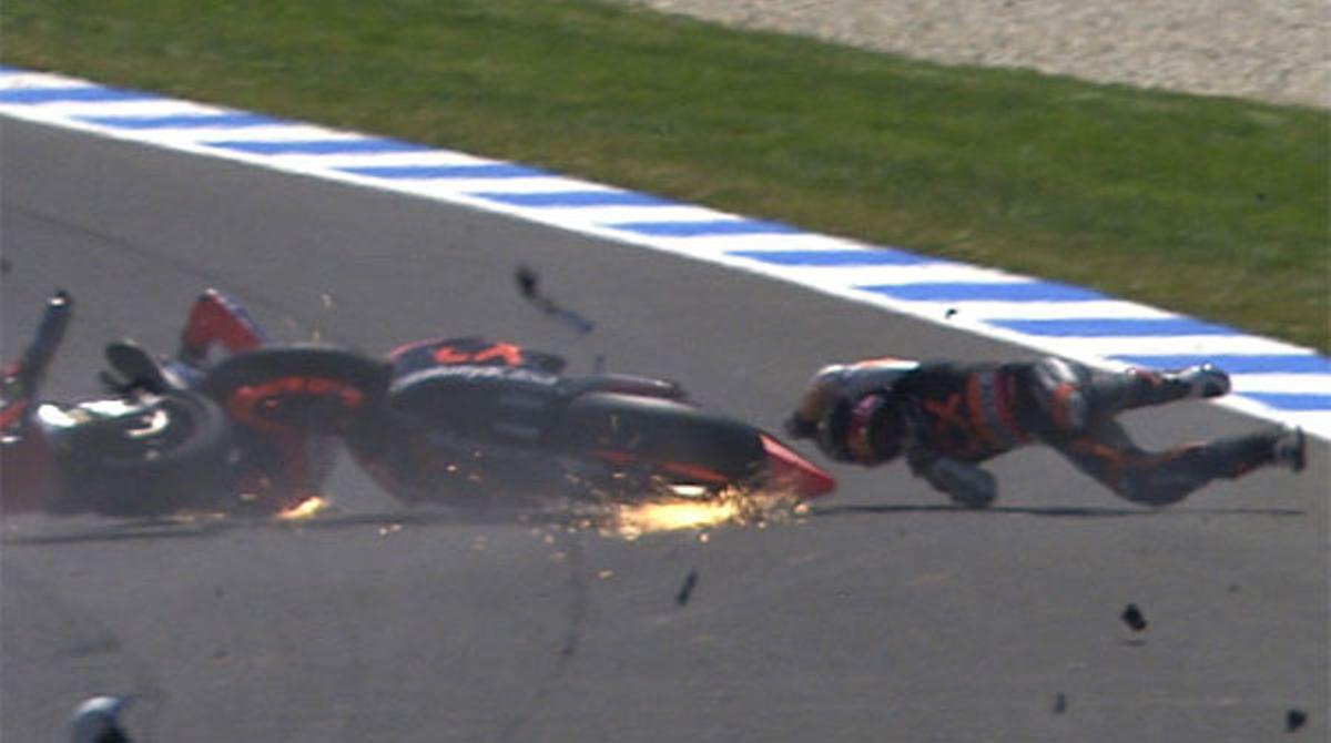 Secuencia fotográfica del accidente de Márquez y Wilairot en el circuito de Phillip Island.