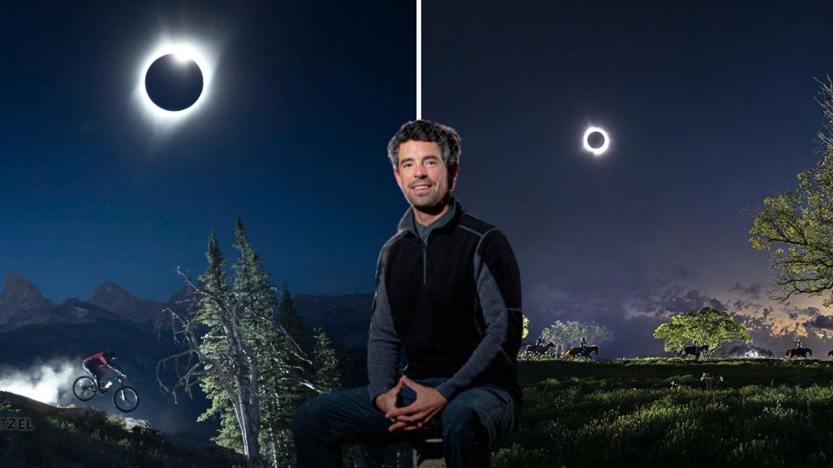 Noah Wetzel y dos de los eclipses captados con su cámara.