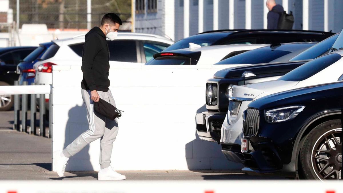 Maxi Gómez, en la ciudad deportiva de Paterna.