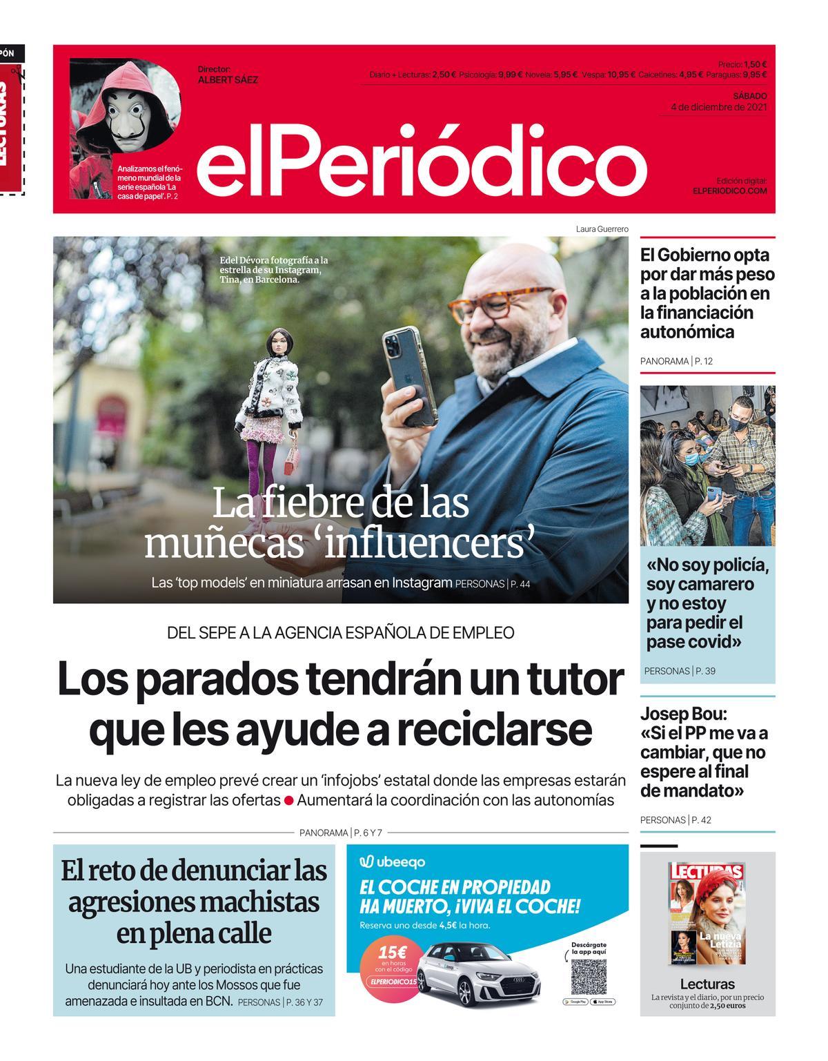 La portada d’EL PERIÓDICO del 4 de desembre del 2021