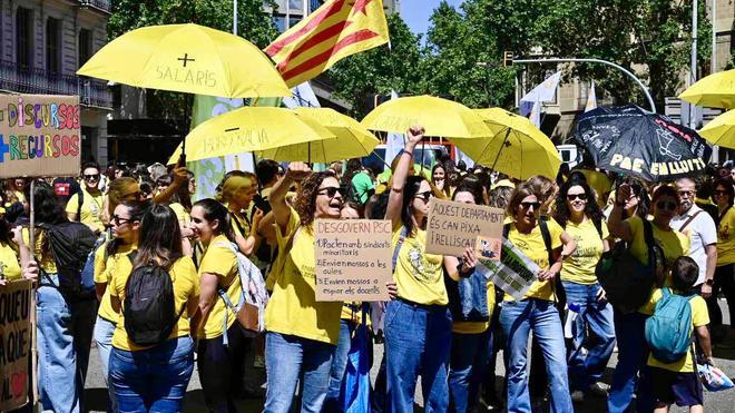 Huelga de profesores en Catalunya: Dónde es hoy, viernes 5 de junio, y hora y recorrido de la manifestación en Barcelona
