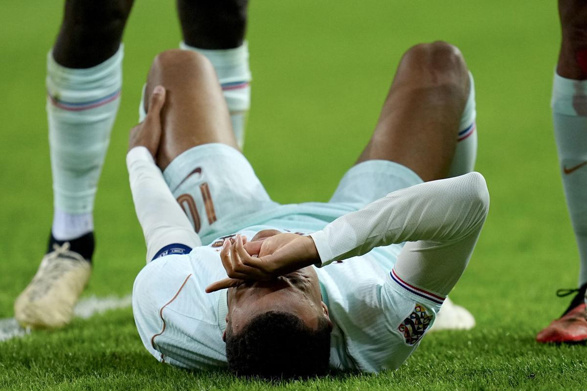 Kylian Mbappé, en el momento de la lesión