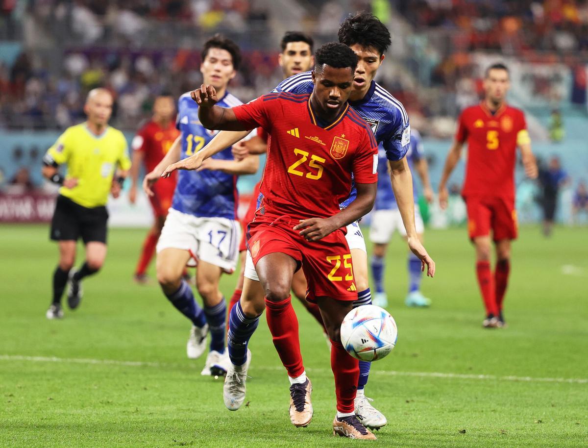 Ansu Fati, en el Mundial del 2022 ante Japón