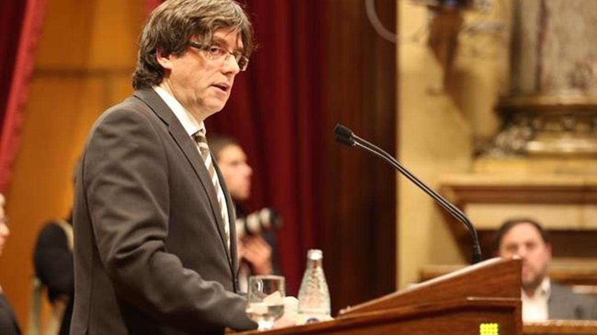 Carles Puigdemont, en el debate de investidura del Parlament