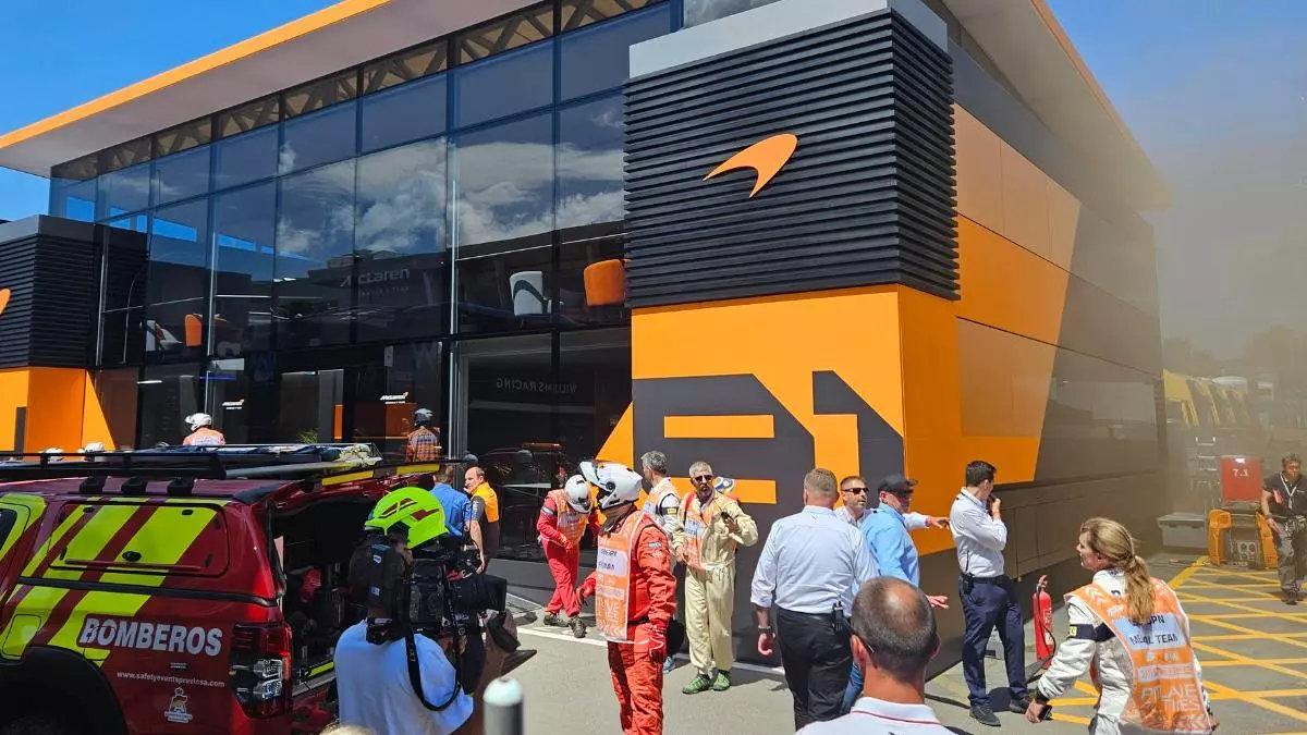 Alarma por un incendio en el ‘motorhome’ de McLaren en Montmeló