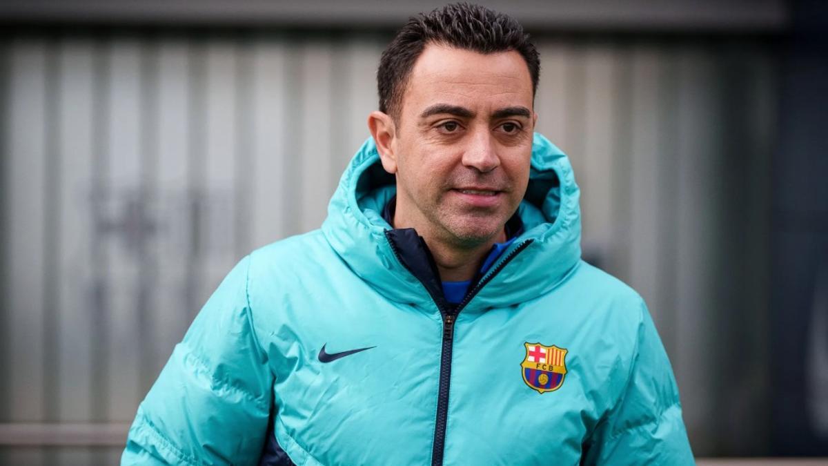 Xavi, en el entrenamiento previo al clásico de Liga con el Madrid en el Camp Nou.