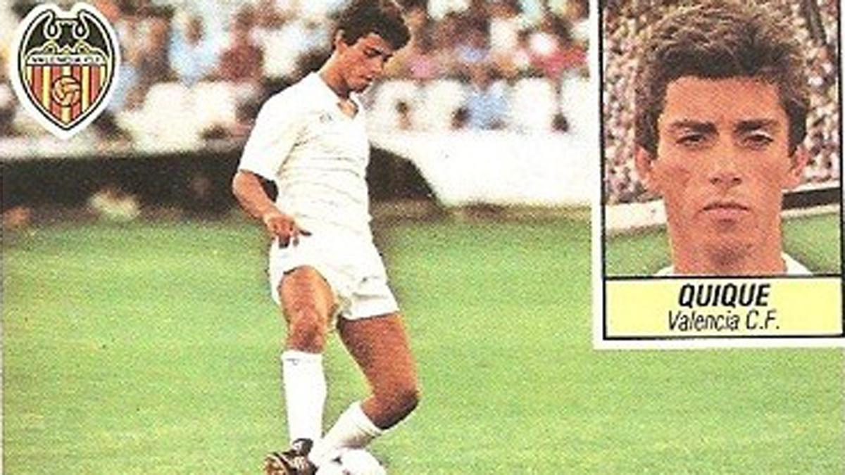 Cromo de Quique Sánchez Flores con el Valencia