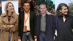 Combo María Guardiola (PP), Miguel Ángel Gallardo (PSOE), Óscar Fernández Calle (Vox) e Irene de Miguel (Unidas por Extremadura).